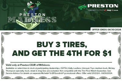 Buy 3 Tires, 4th for $1