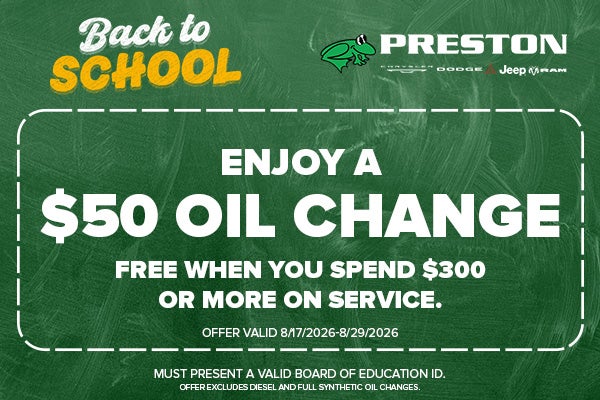 Enjoy a $50 Oil Change!